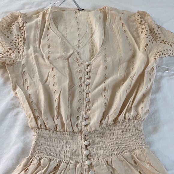 YFB - Young Fabulous & Broke Eyelet Asymmetrical Hem Costa Dress in Cream NWT - Picture 4 of 12